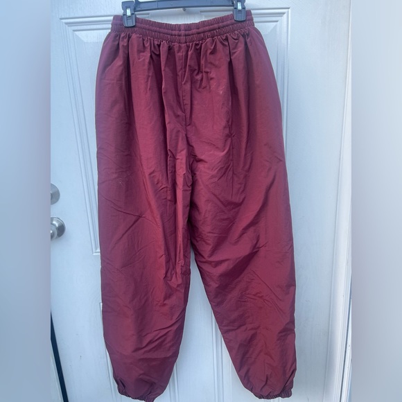VTG 90s Champion Swishy Maroon Jogger Pants w/zip up ankles & cotton lining • L - Picture 8 of 12